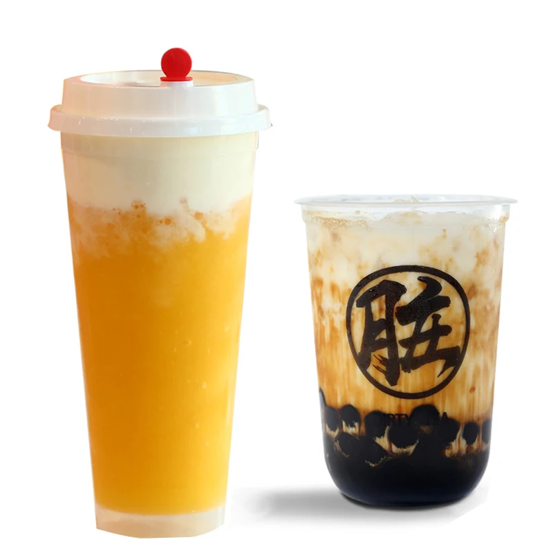 Disposable PP Injection Drinking Bubble Tea Cups Clear Milk Tea Coffee Juice Plastic Cup with Lid