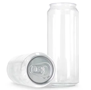 330 375 500ml Plastic Cans With Logo Transparent PET Plastic Can Soda Drinking Bottle With easy open lid