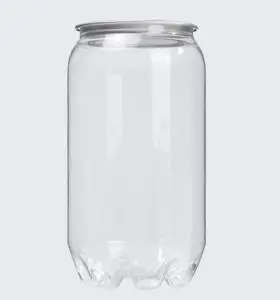 330 375 500ml Plastic Cans With Logo Transparent PET Plastic Can Soda Drinking Bottle With easy open lid