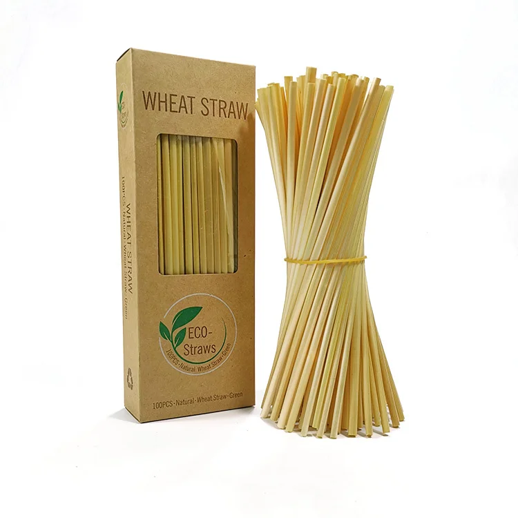 100% Compostable drinking straws eco friendly natural special packaging wheat straw for children