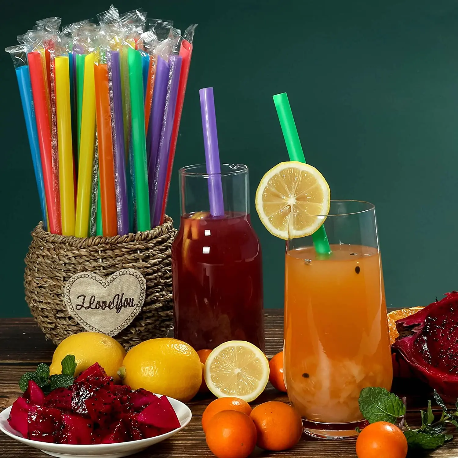 12mm 240mm Disposable Individually Wrapped Hard PP Plastic Boba Bubble Tea Drinking Plastic Straws