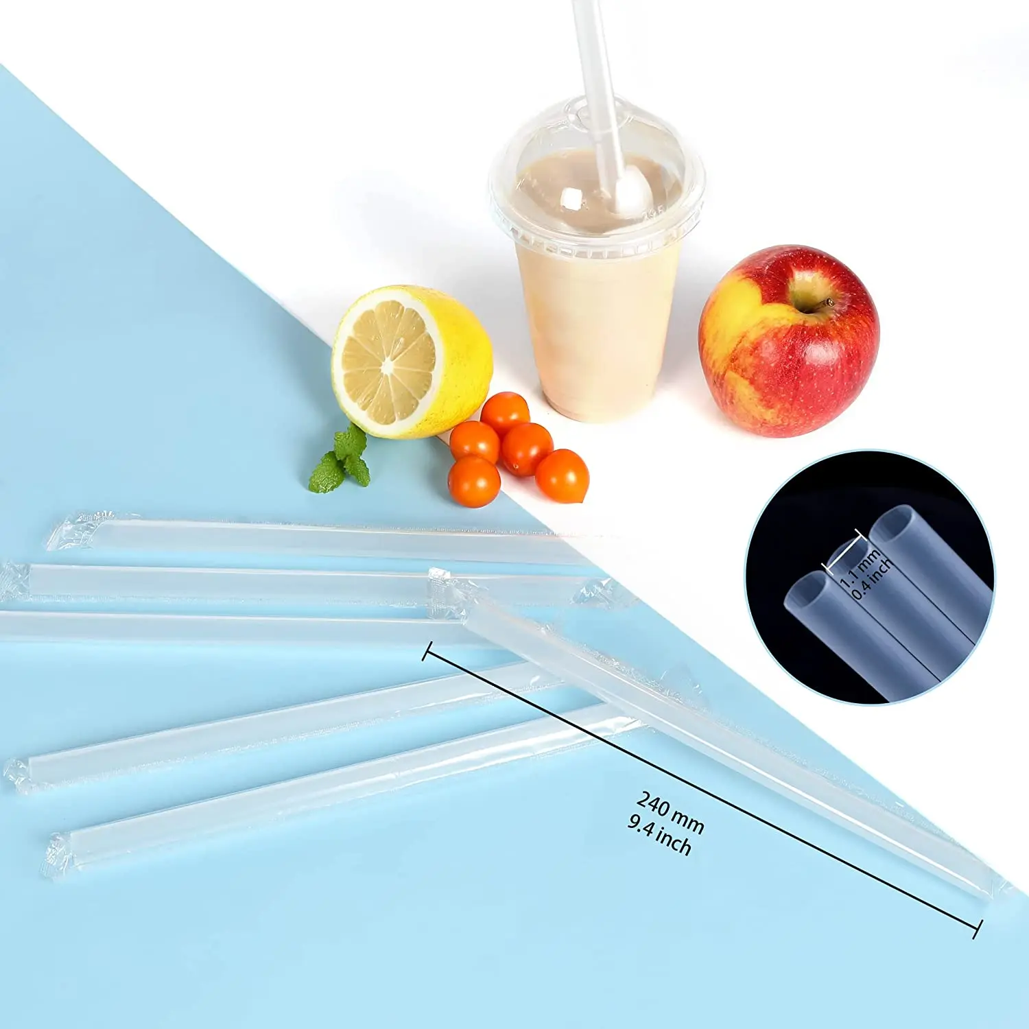 Eco-friendly Disposable Biodegradable PLA Drinking Straws Transparent Straw Individually Wrapped Straws