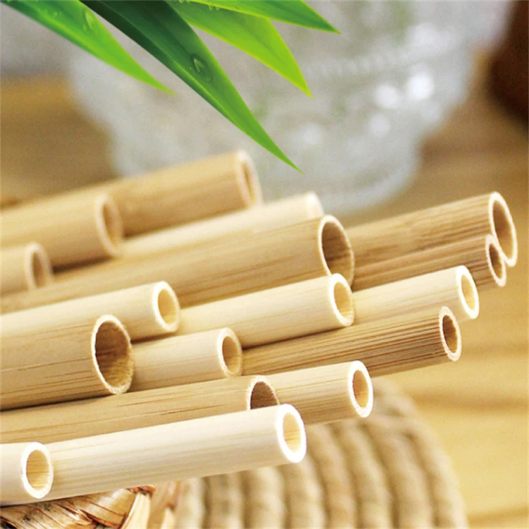 Natural Bamboo Straw Supplier No Plastic Thick Reusable Bamboo Wooden Drinking Straws