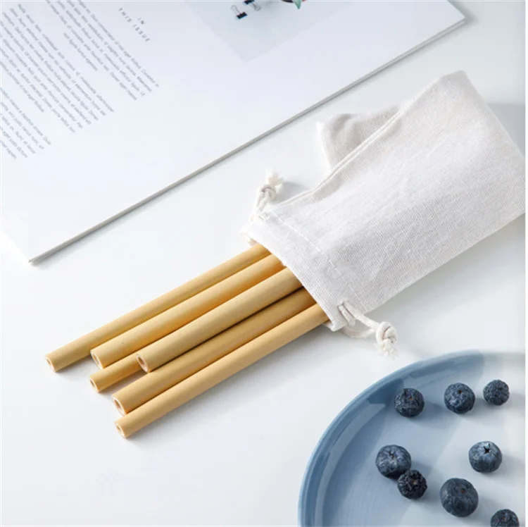 Natural Bamboo Straw Supplier No Plastic Thick Reusable Bamboo Wooden Drinking Straws