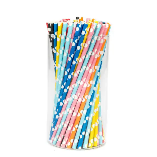 Disposable Biodegradable Bubble Tea Paper Straw Individually Wrapped Paper Boba Drinking Straws