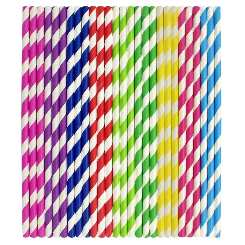 100% Biodegradable 6mm 8mm 12mm Disposable Bubble Tea Straws Individually Paper Wrapped Straws