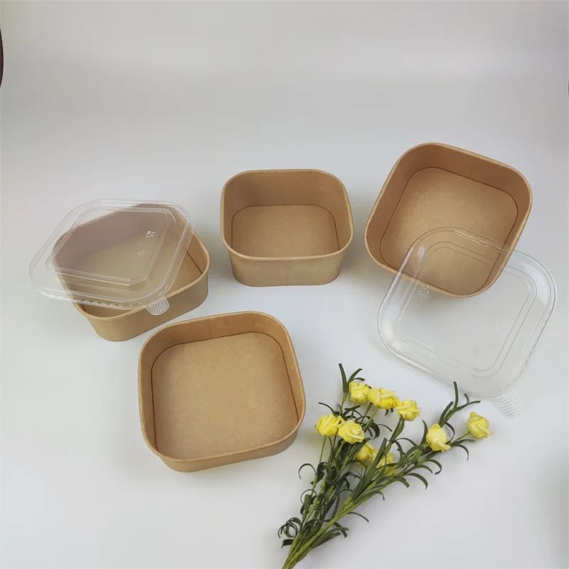 Black White Kraft Paper Square Bowl