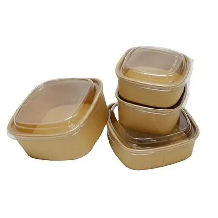 500ML 650ML Kraft Paper Square Salad Bowl