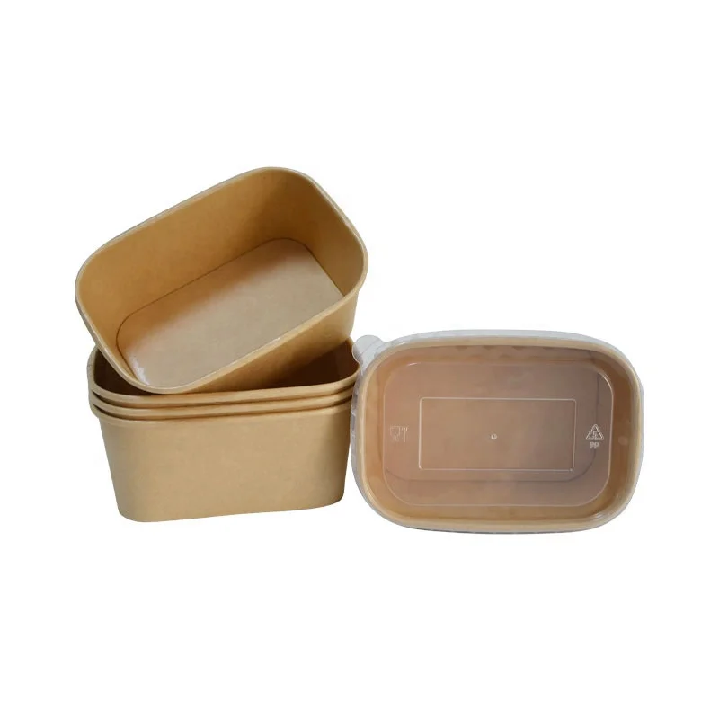 Rectangle Square Takeout Kraft Paper Salad With Lid