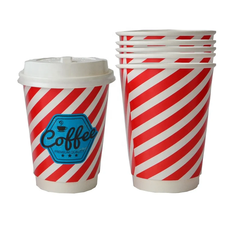 Custom coffee paper cup12oz double wall to go cup with lid