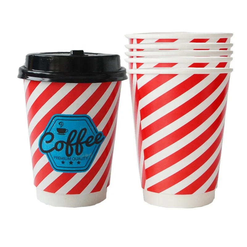 Custom coffee paper cup12oz double wall to go cup with lid