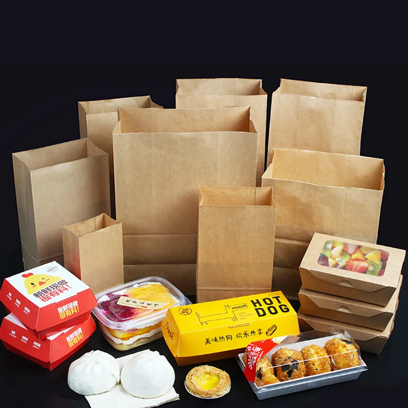 Light Brown 70gsm Kraft Paper Bags Strong Big Carrier Bag Take Away Bread Deli Clothing Packaging