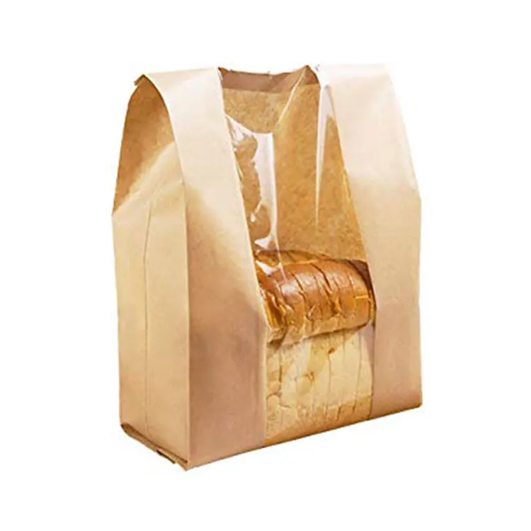 1lb 2lb 3lb 4lb 5lb 6lb Customize Logo Bag Window Grease Proof Kraft Paper Food Cake Print Bread Bags