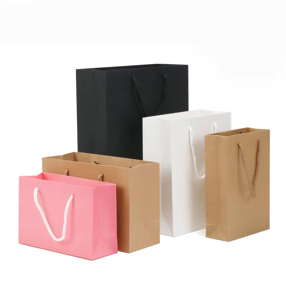 Pink Bag Kraft Paper Bags For Clothes Standard Sizes Customize Print Paper Handbags