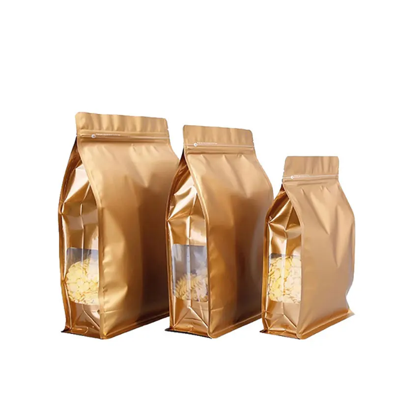 Flat Bottom Custom Printed Zipper Coffee Bag with Valve Bean Sugar Tea Sealed moisture proof paper bags