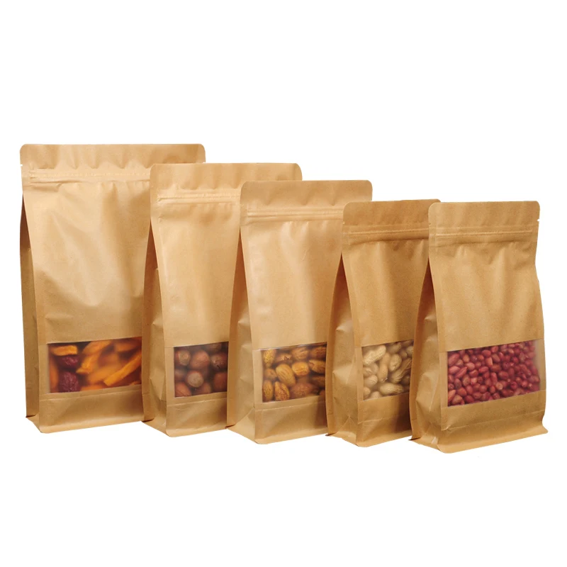 Flat Bottom Custom Printed Zipper Coffee Bag with Valve Bean Sugar Tea Sealed moisture proof paper bags