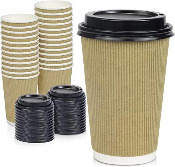 Biodegradable disposable cafe coffee paper cup 16oz 22oz