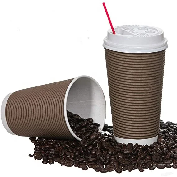 Biodegradable disposable cafe coffee paper cup 16oz 22oz