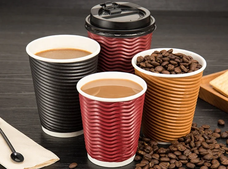 Disposable ripple wall PLA Lining paper coffee cup custom printing