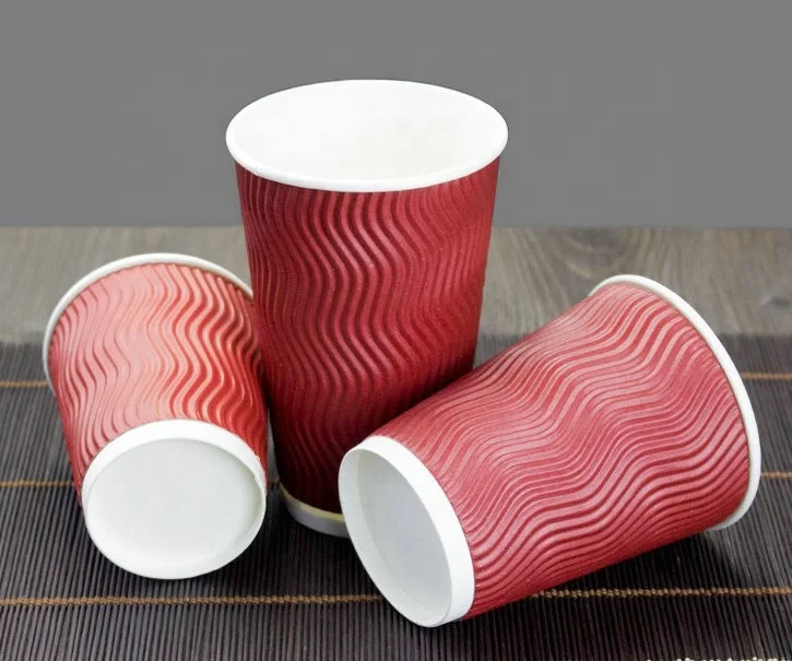 8oz 12oz Ripple Paper Coffee Cups 3Player Insulated cup custom