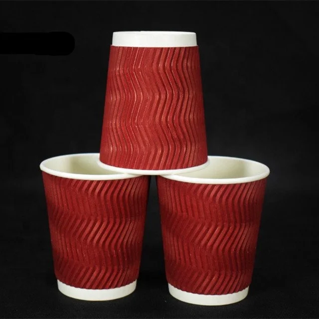 8oz 12oz Ripple Paper Coffee Cups 3Player Insulated cup custom