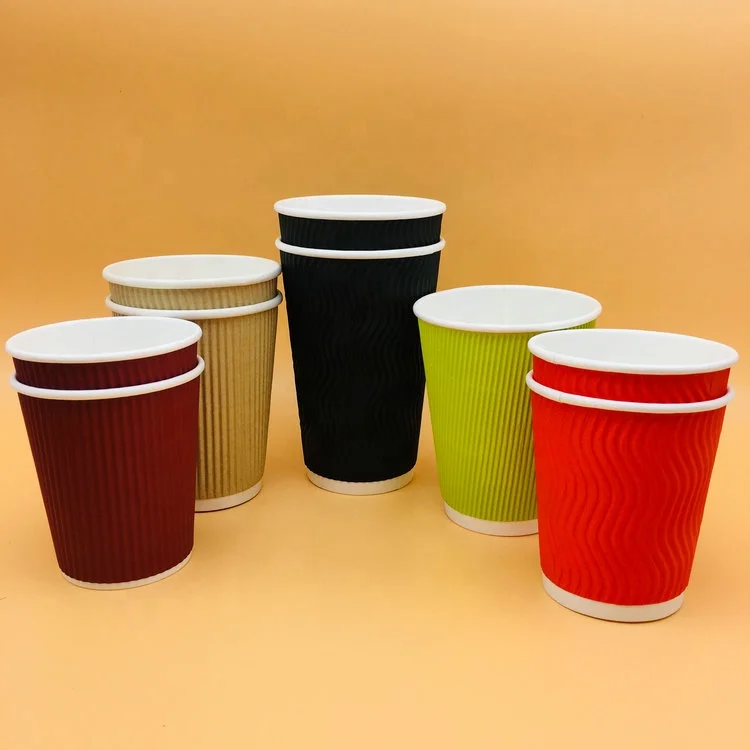 8oz 12oz Ripple Paper Coffee Cups 3Player Insulated cup custom