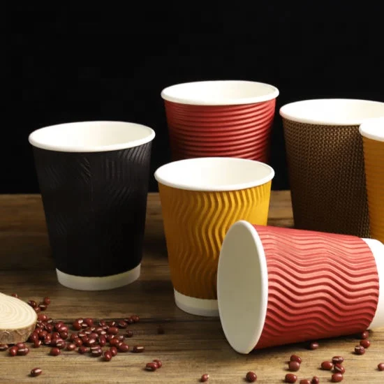 8oz 12oz Ripple Paper Coffee Cups 3Player Insulated cup custom