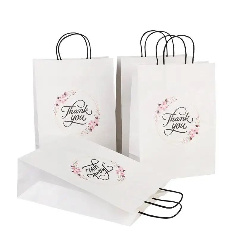 White Paper Bags Small Craft Paper Bags with handle luxury shopping paper bag