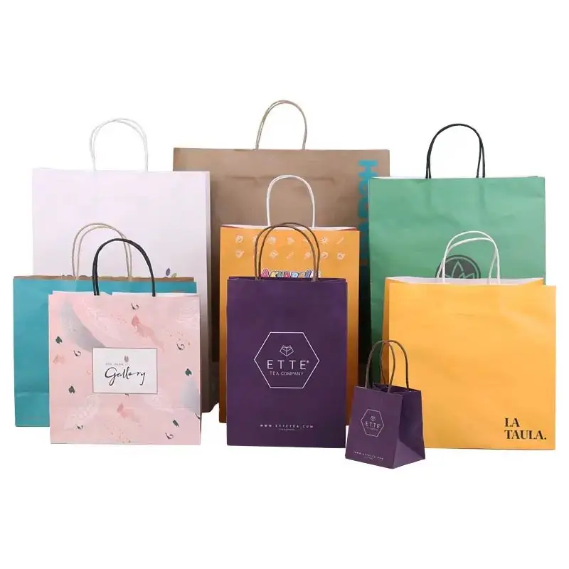 White Paper Bags Small Craft Paper Bags with handle luxury shopping paper bag