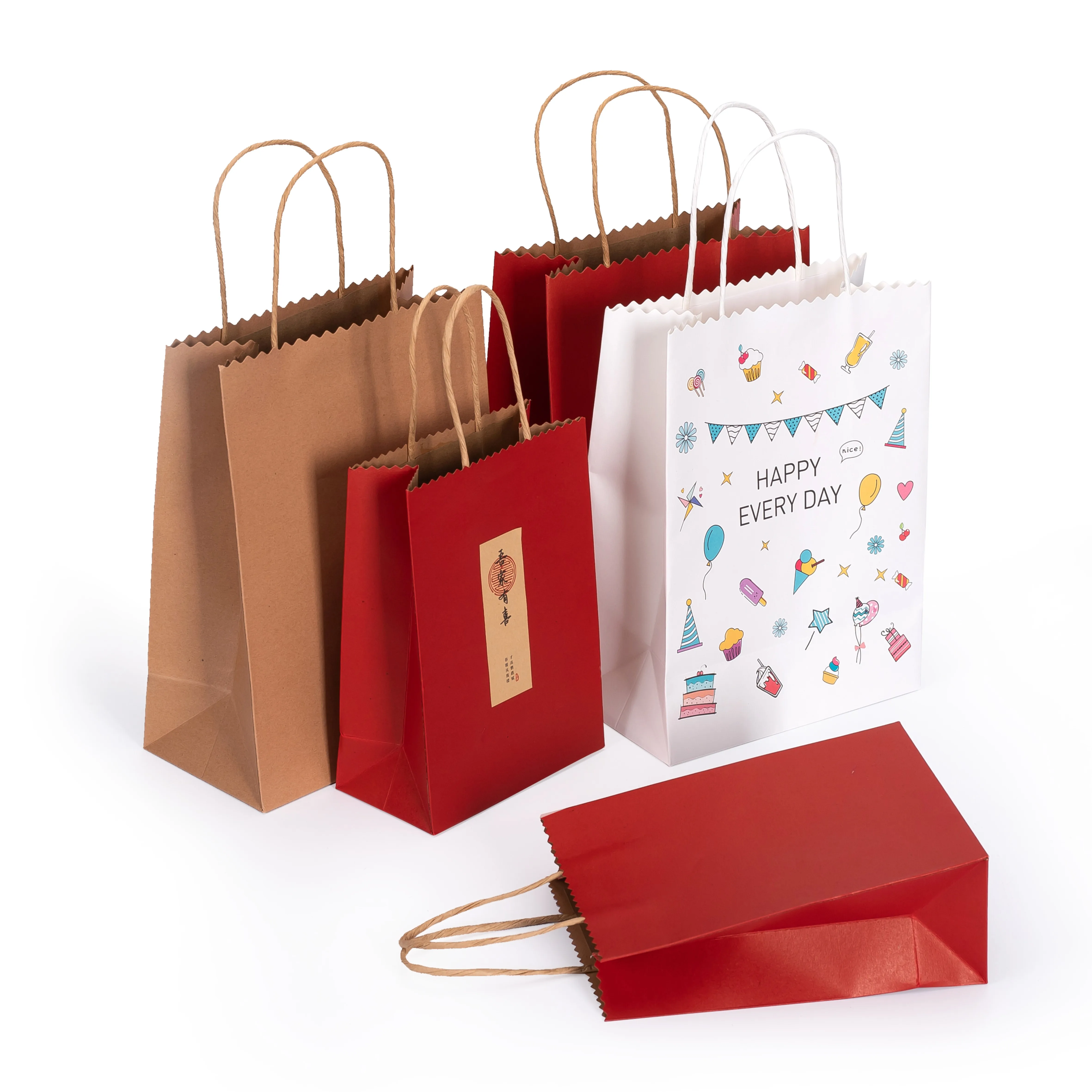 White Paper Bags Small Craft Paper Bags with handle luxury shopping paper bag