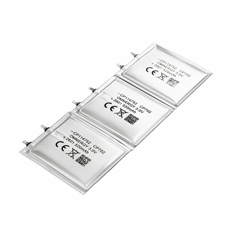 Pile au dioxyde de manganèse au lithium 3 V 540 mAh CP114752, en sachet souple, pour dispositifs médicaux