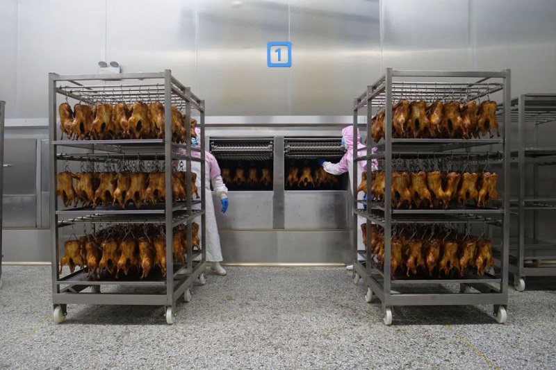 Máquina multifuncional de torrefação de frango em túnel