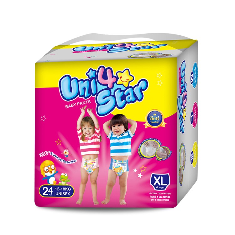 Panpansoft, Uni4star, Baby Diaper Pants High Absorption Disposable Diapers Soft Baby Training Pants Factory