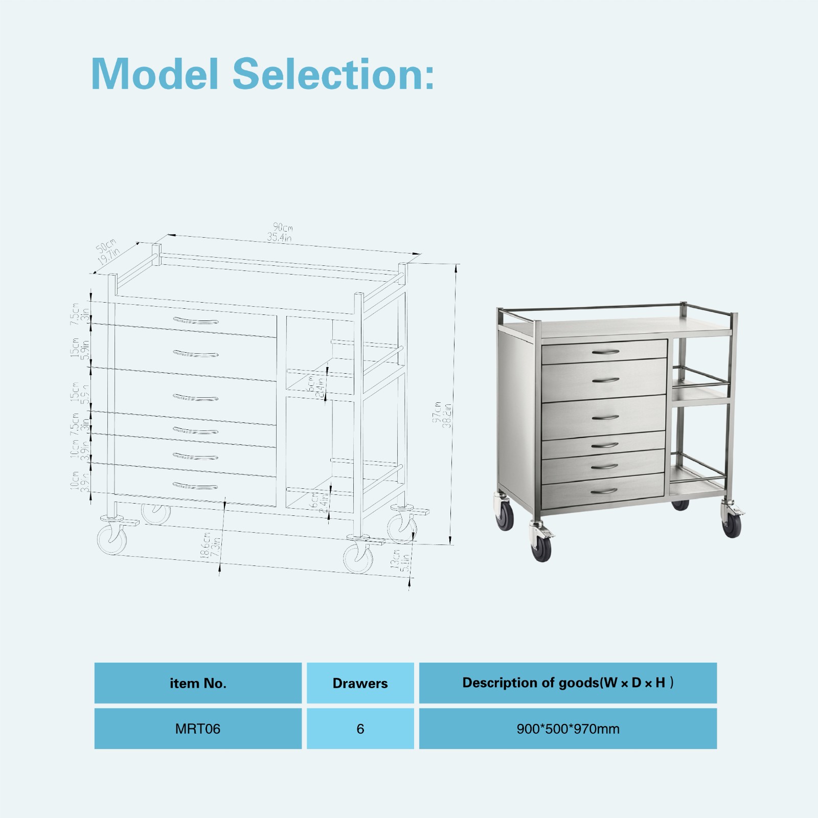 medical supply carts with drawers