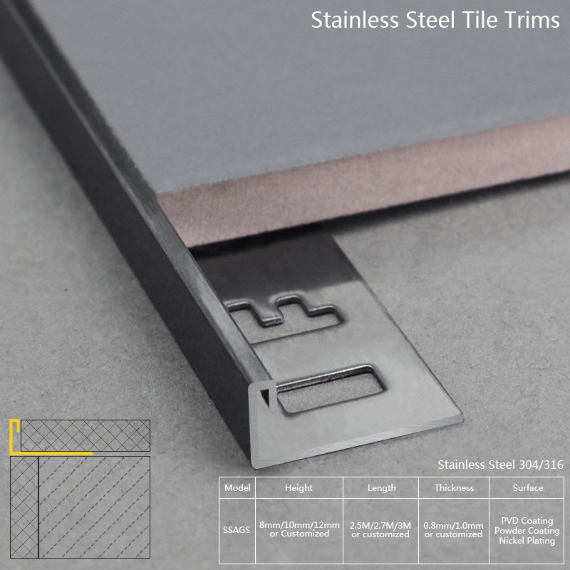 Stainless Steel Black Square Shape Tile Trim Stainless SSAGS Factory