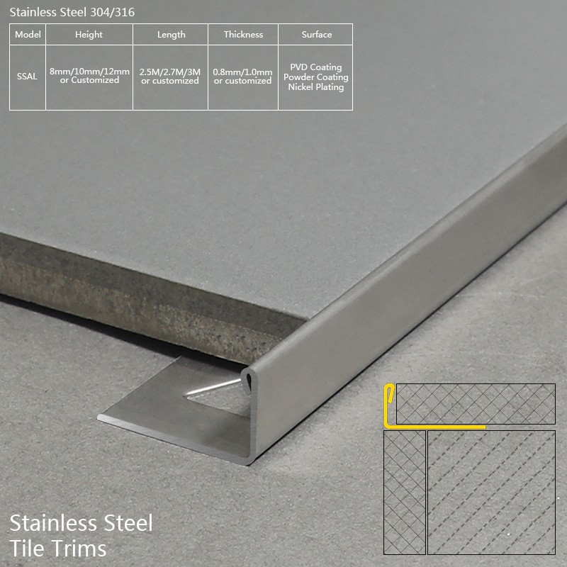 Stainless Steel Brushed L Edging Strip SS Trim SSAL Factory