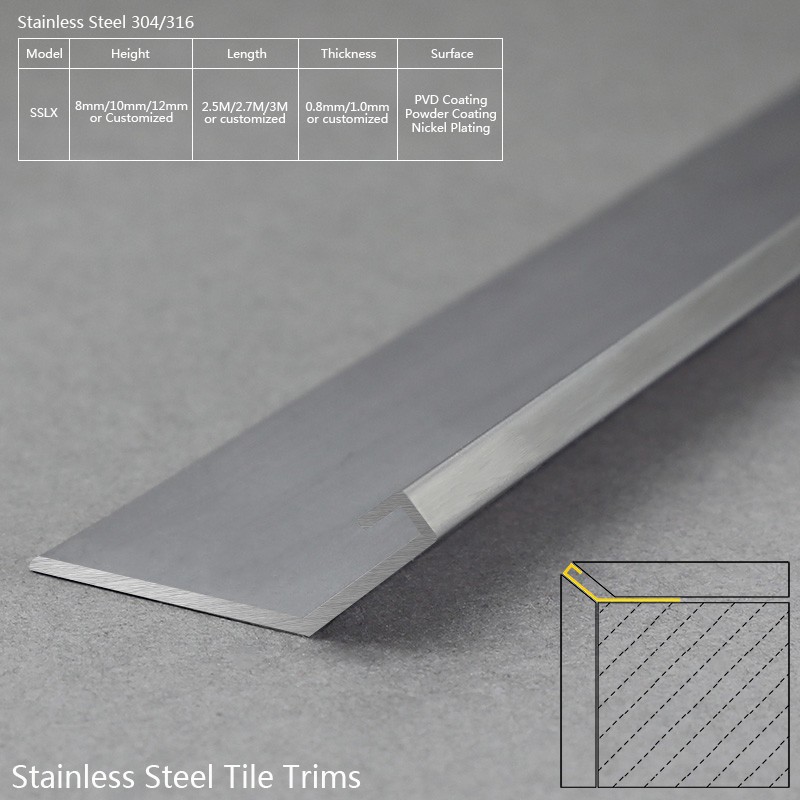 Stainless Steel Mirror Wall Tile Edge Trim SSLX Factory