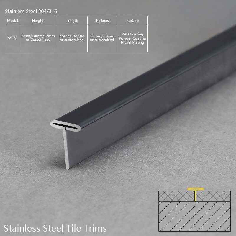Stainless Steel Mirror T Shape Transit Profile Tile Trim SSTS Factory
