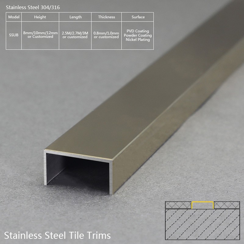 Stainless Steel Brass Wall Tile Trim SSUB Factory
