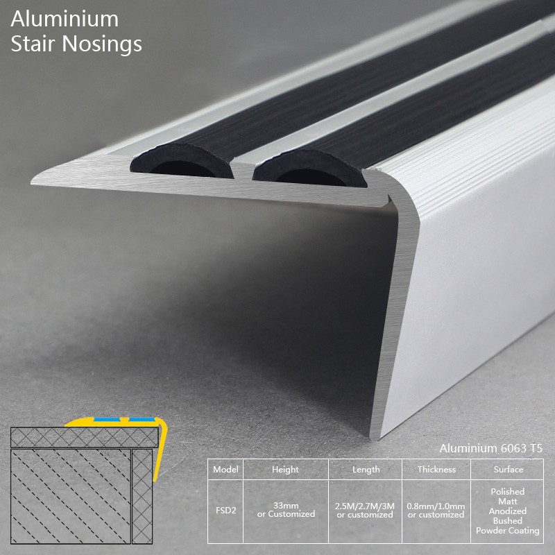 Aluminium Matt Silver Curved Stair Nosing FSD2 Factory