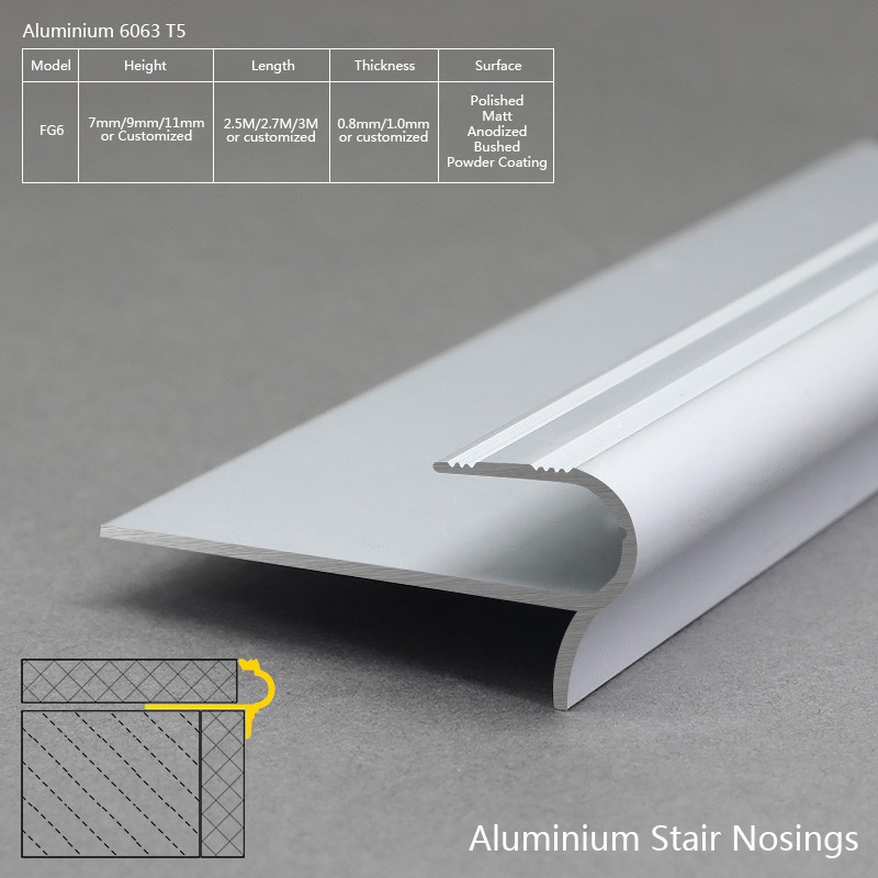 Aluminium Anodized Aluminium Stair Nosing For Floor FG6 Factory