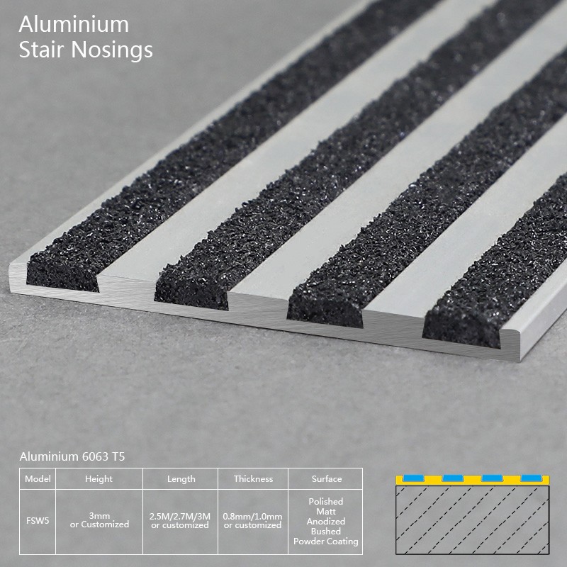 Китай Алюминиевый выступ для лестницы с черным карборундом FSW5, производитель