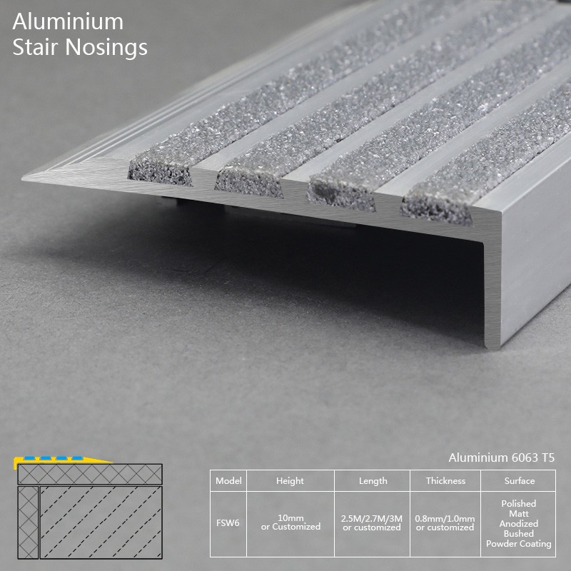 Китай Алюминиевый корпус для коммерческих лестниц с матовым серебристым покрытием FSW6, производитель