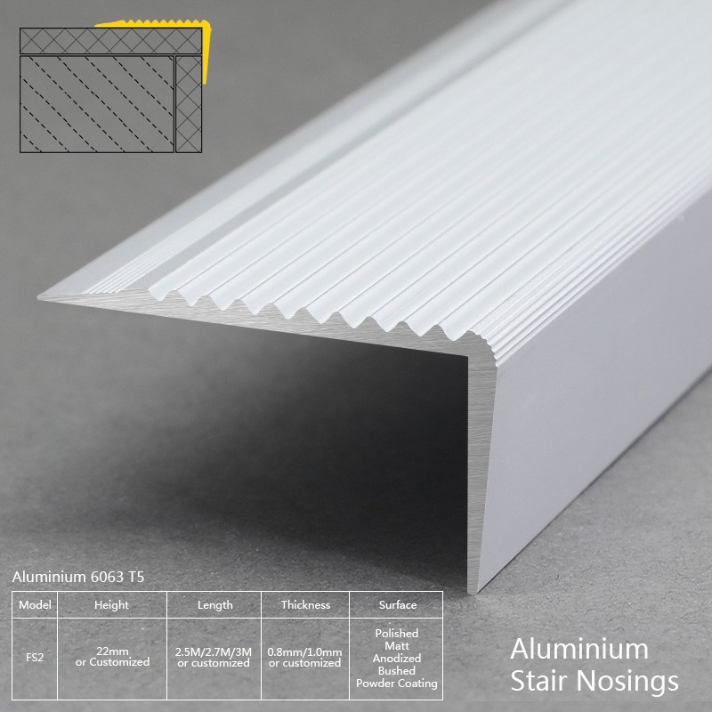 Aluminium Titanium Stair Nosing Inserts FS2 Factory