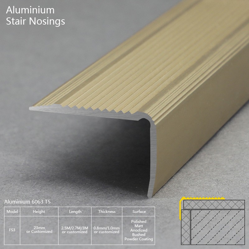 Aluminium Matt Gold Stair Nosing FS3 Factory