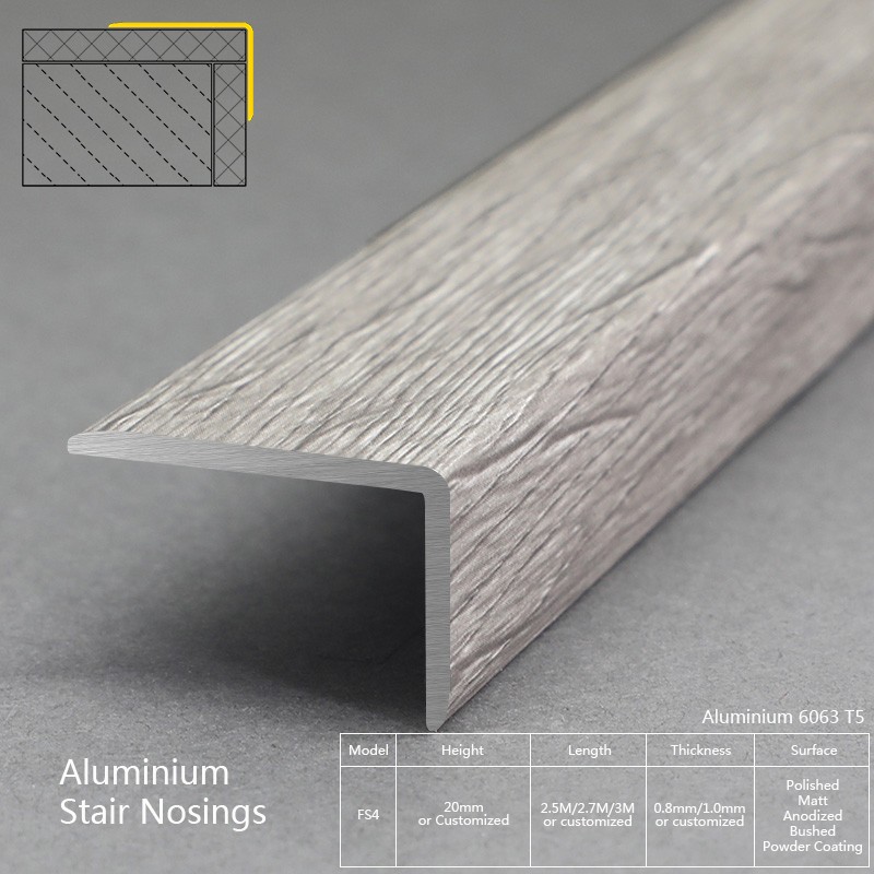 Aluminium Wooden Grain Maple Stair Nosing FS4 Factory