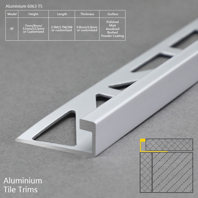 Китай Алюминиевый L-образный матовый серебристый или золотой мрамор отделка плиткой AF, производитель