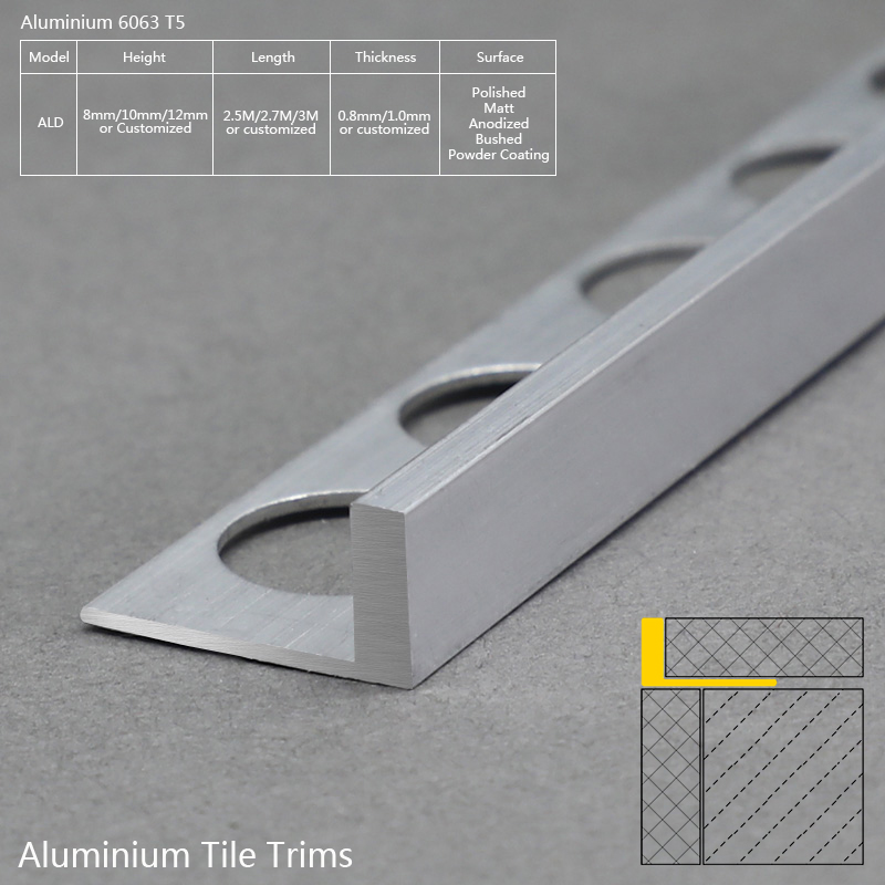 aluminium L shape tile trim