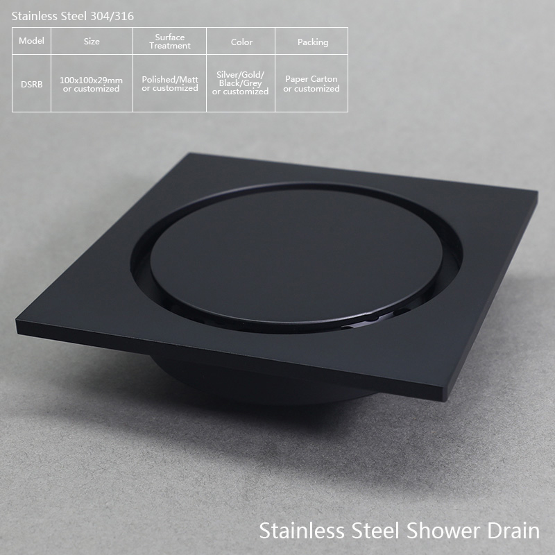 Stainless Steel Black Modern Shower Drain DSRB Factory