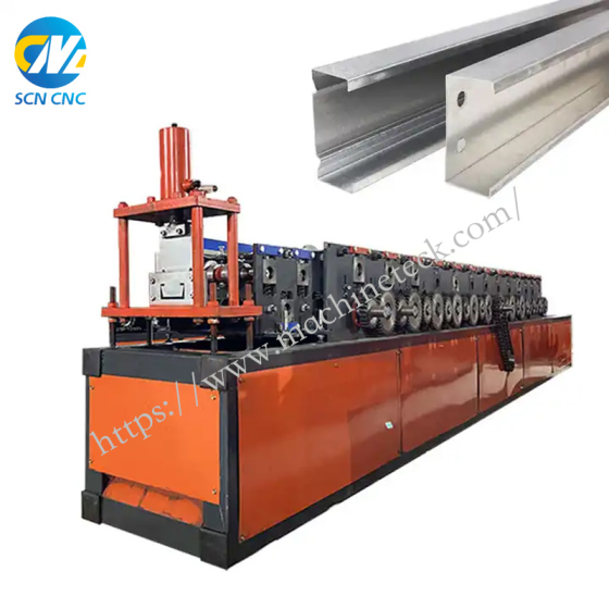 Semi Automatic Cold Metal C Channel Purlin Roll Former Shelf Column Forming Machine